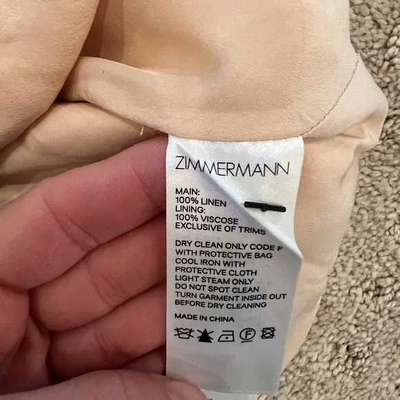 Authentic Zimmermann Cream Linen Skirt